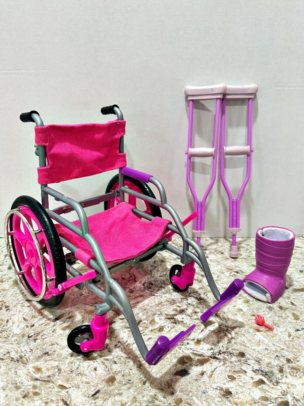Our Generation OG Wheelchair Crutches Cast & Hearing Aid 18 Inch Doll Foldable